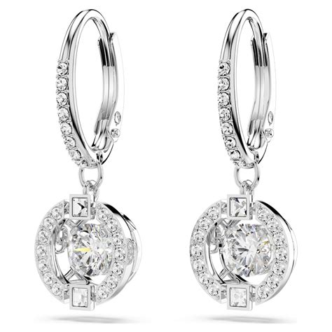 Swarovski Sparkling Dance Earrings Round White Rhodium Plated