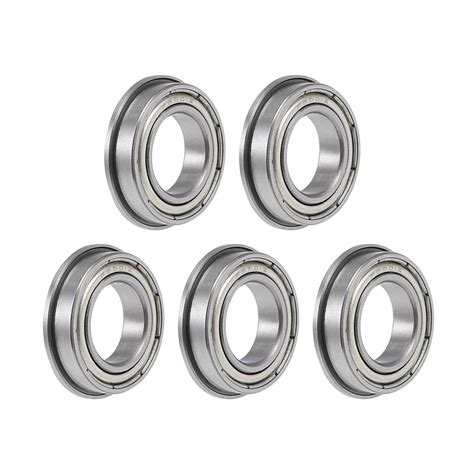 Uxcell F6801ZZ Flange Ball Bearing 12x21x5mm Shielded Chrome Bearings