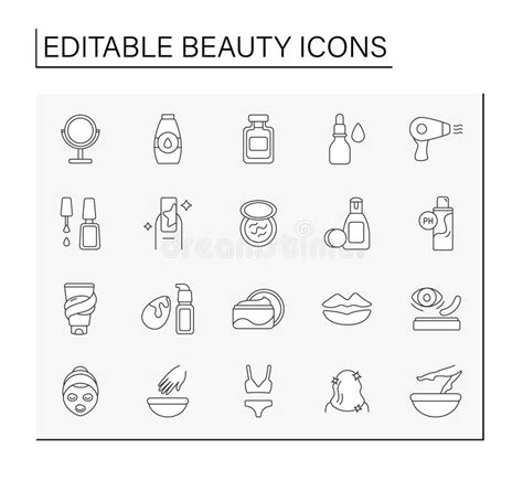 Beauty Line Icons Set Stock Vector Illustration Of Glamour 248486033