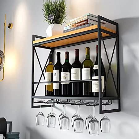 Amazon Moritia Industrial Wall Mounted Wine Rack With Glass