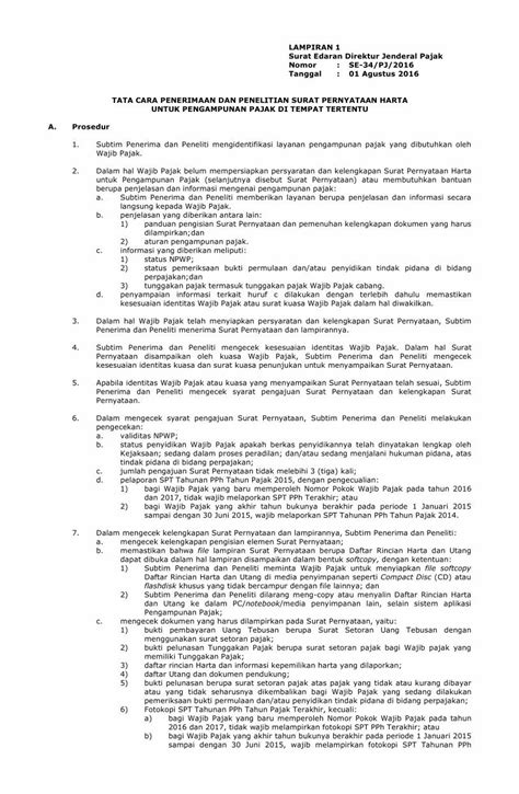 Pdf Lampiran Surat Edaran Direktur Jenderal Pajak Nomor Tata