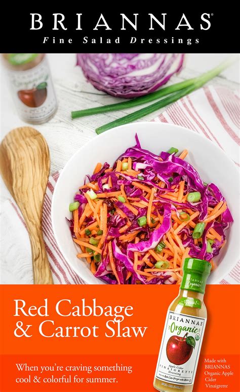 Red Cabbage And Carrot Slaw Briannas Fine Salad Dressings Recipe Carrot Slaw Cabbage Slaw