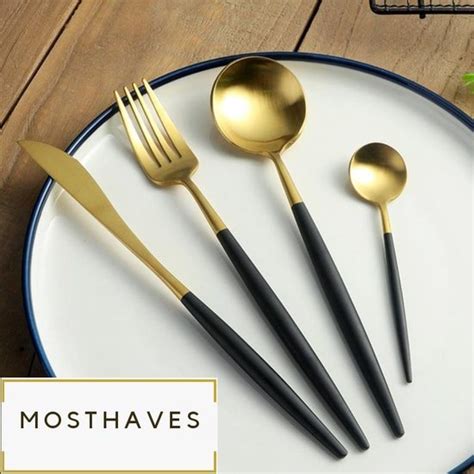 Mosthaves Delig Zwart Goude Bestek Set Luxe Design Goud