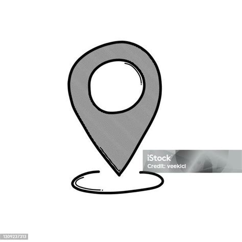 Locatie Krabbel Vector Pictogram Tekening Schets Illustratie Hand