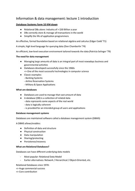 Lecture 1 Resume Information And Data Management Lecture 1