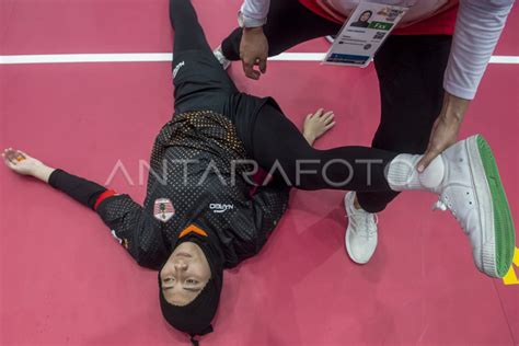 SEPAK TAKRAW PUTRI DKI JAKARTA GANDA BEREGU RAIH EMAS ANTARA Foto