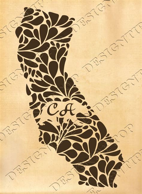 Flower California Svg Home State Svg Dxf Print And Cut Etsy