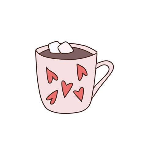 Premium Vector Hand Drawn Hot Chocolate With Marshmallows In Cup With