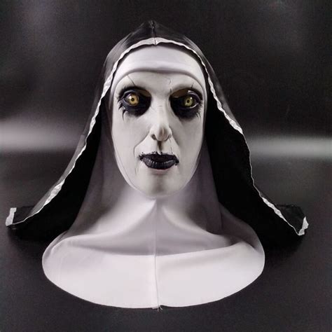 Halloween Mask The Horror Scary Nun Latex Mask W Headscarf Valak