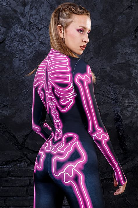 Neon Skeleton Costume Sexy Skeleton Bodysuit Skeleton Etsy