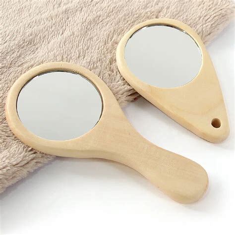 Creative Wooden Mirror Portable Makeup Mirror Ornaments Desktop Mirrors