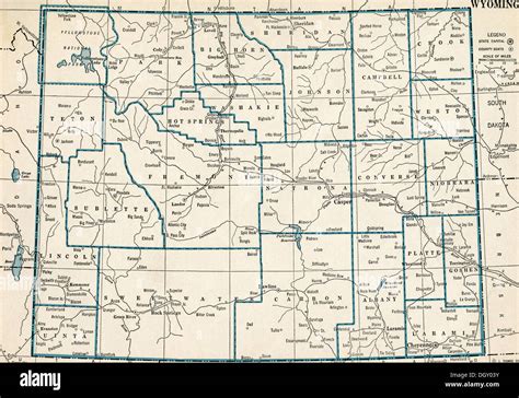 Old Map Of Wyoming State S Stock Photo Alamy