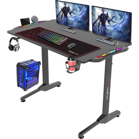 Dripex Bureau Gamer Rgb Cm Bureau Gaming Avec Tapis De Souris Et