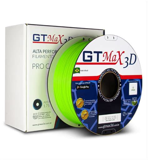 Filamento ABS Verde Fluorescente Premium MG94 GTMax 3D 1 75mm