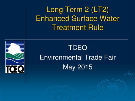 Ppt Long Term 2 Lt2 Enhanced Surface Water Treatment Rule