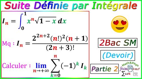 Suite D Finie Par Int Grale Calcul Int Grale Bac Sm Exercice