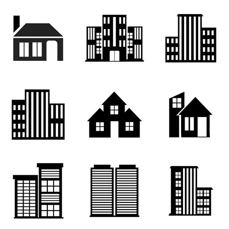 Symbol Building Illustration Vector Icons Of Building On White