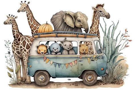 Safari Animals Watercolor Stock Photos, Images and Backgrounds for Free ...