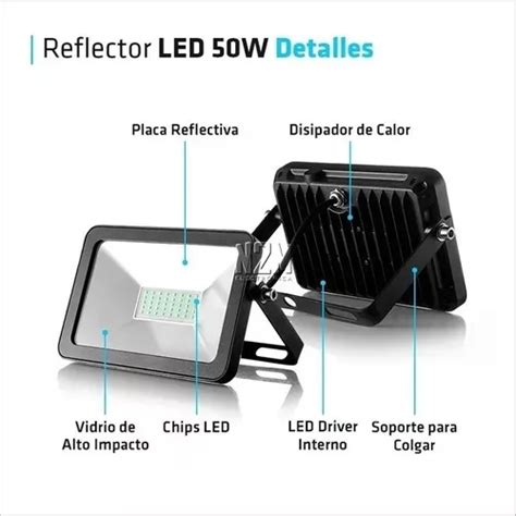 Reflector Led W Blanco Frio Bajo Consumo Alta Potencia Foco Exterior