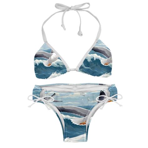 Seagull Detachable Sponge Adjustable Strap Bikini Set Two Pack Swimsuit