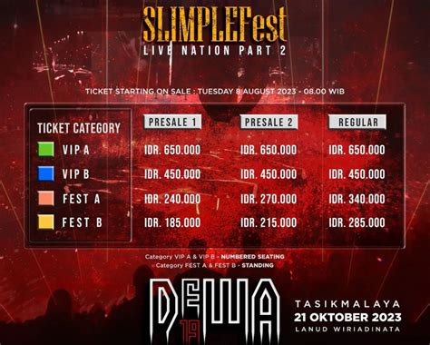 Tiket Konser Dewa 19 Di Kota Tasikmalaya Ada 4 Jenis Mau Pilih VIP