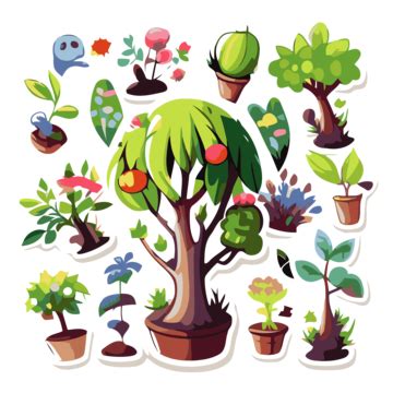 Sticker With Cartoon Trees Clipart Vector Sticker Design With Cartoon