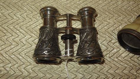 Qty 5 Antique Binoculars Opera Glasses Occupied Japan Bas Relief On Metal Mother Of Pearl Et