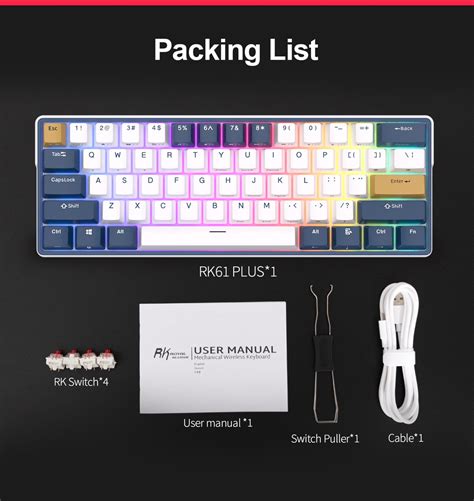 Rk Plus Royal Kludge G Wireless Bluetooth Usb C Three Mode Hot Swap Rgb Backlit Mini