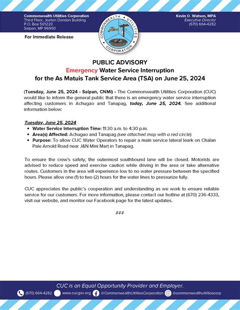 2024 June 25 Public Advisory Re Emergency Water Service Interruption