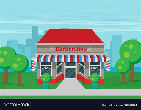 Facade Of Barbershop Flat Royalty Free Vector Image