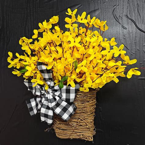 Farship Artificial Forsythia Door Basket Spring Easter Decor