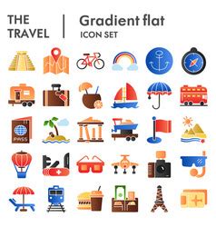 Travel Line Icon Set Tourism Symbols Collection Vector Image