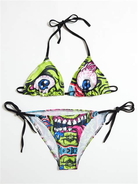 Demon Eyes Halter Bikini Set Mixcolor M In Bikini Sets Online