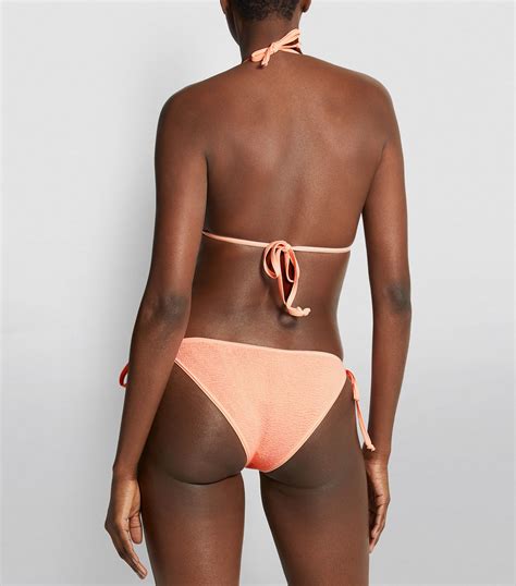 Hunza G Orange Seersucker Carmen Triangle Bikini Harrods UK