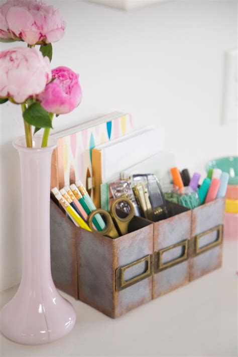 How to Make a Faux Metal Desk Organizer Out of Cardboard | HGTV