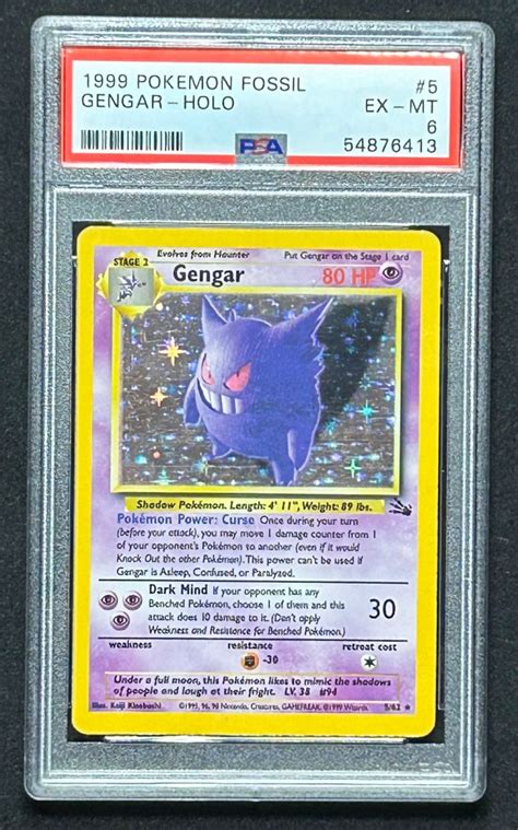 Gengar 1999 Pokemon Fossil Unlimited 5 Holo Psa 6 Pristine Auction