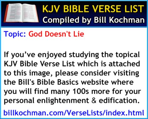 Bill's Bible Basics: GOD DOESN'T LIE -- KJV (King James Version) Bible...