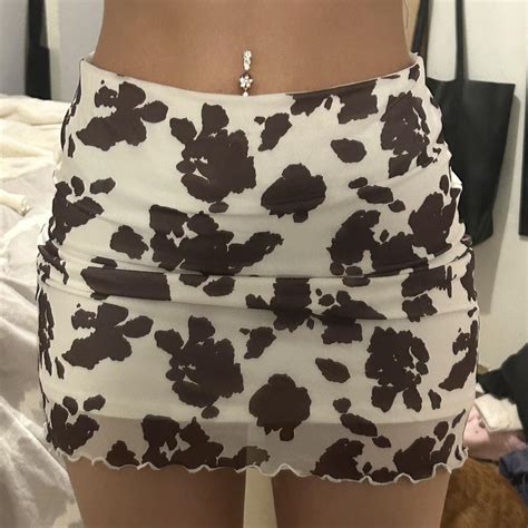 Glassons Cow Print Skirt Only Worn Once Size Xs Depop