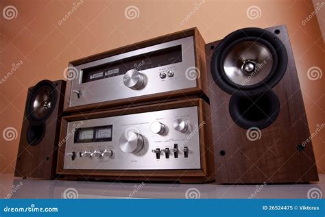 Vintage Stereo Amplifier Tuner Speakers Stock Image Image Of Metal