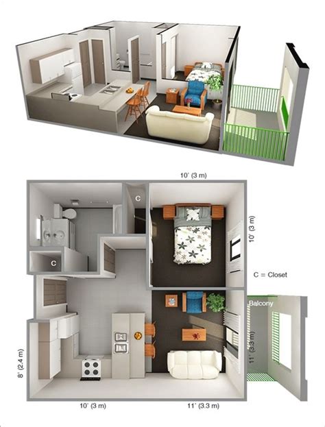 One Bedroom Apartment Layout Design