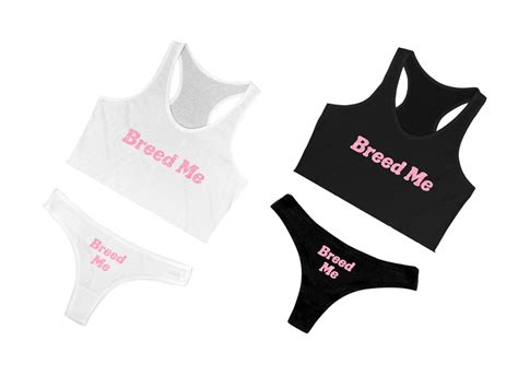 Glitter Breed Me Lingerie Set Breeding Crop Top Thong Pajamas Underwear