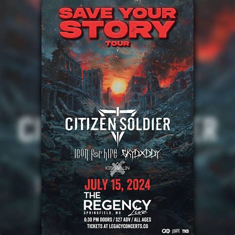 Buy tickets to Citizen Soldier: Save Your Story Tour at The Regency on July 15, 2024