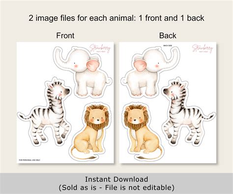 Printable Jungle Animals Centerpieces Safari Birthday Party Etsy