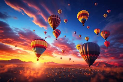 Premium Photo Hot Air Balloons At Sunset