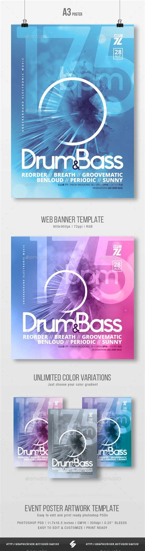 Bpm Drum And Bass Party Flyer Poster Template A Party Flyer