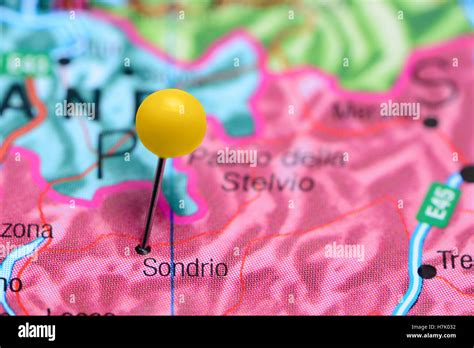 Sondrio pinned on a map of Italy Stock Photo - Alamy