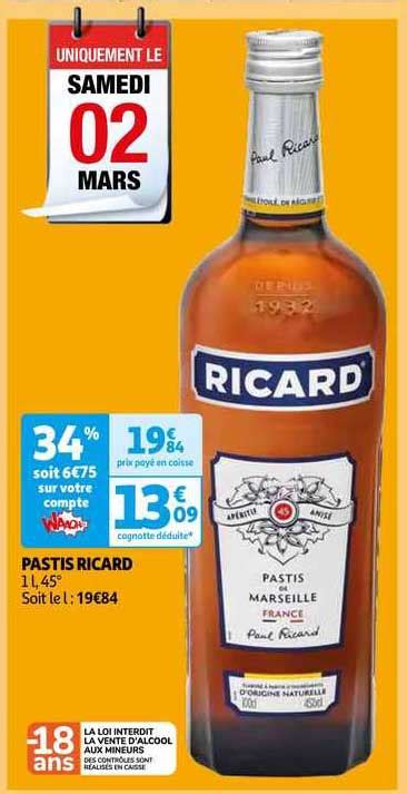 Promo Pastis Ricard Chez Auchan Icatalogue Fr