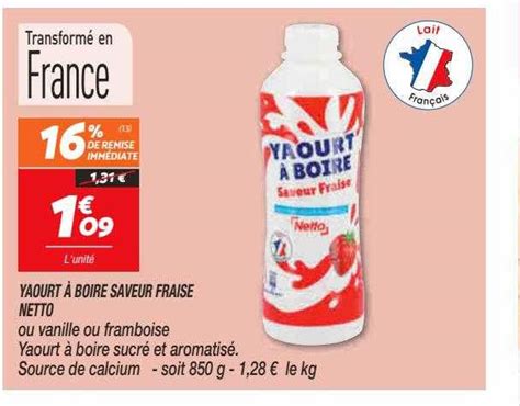 Offre Yaourt Boire Saveur Fraise Netto Chez Netto