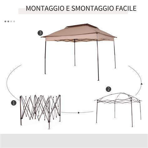 Outsunny Gazebo Da Giardino Pieghevole 3 3x3 3 M Con Zanzariera