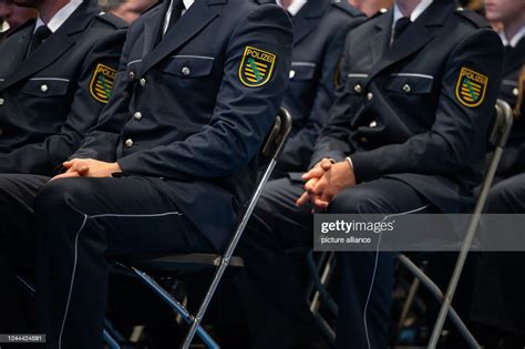 Young police trainees sit in the ball sports arena. 600 police... News ...